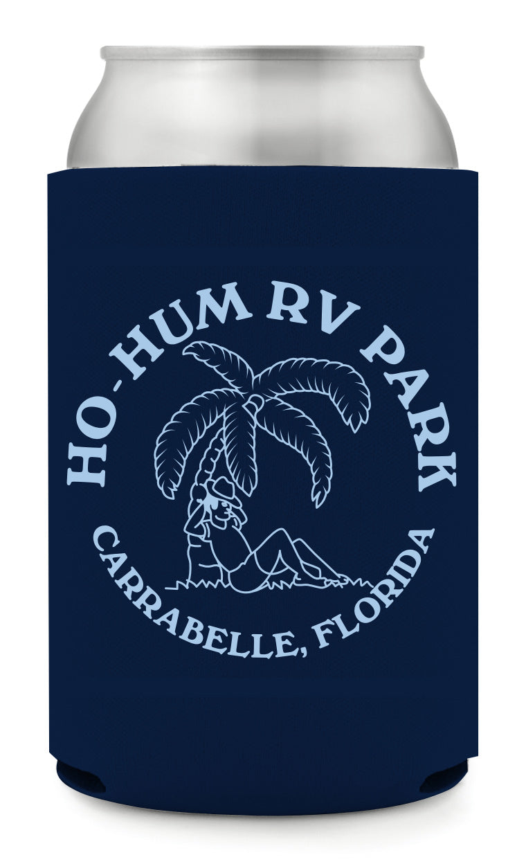 Hand Drawn Dolphin Carrabelle, FL + Ho-Hum Logo Coozie