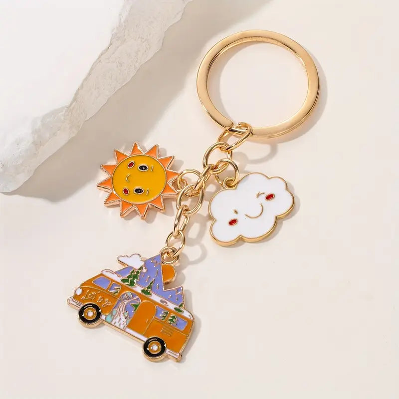 Volkswagen Bus + Moon Keychain